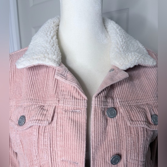 Pacsun Pink Corduroy Jacket with Sherpa Collar size Xs - Picture 6 of 14